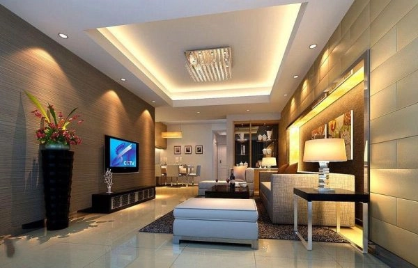 Thiết kế hệ thống đèn led âm trần và tường cho không gian phòng khách ấn tượng