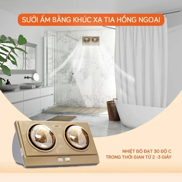 Đèn sưởi nhà tắm sưởi ấm bằng khúc xạ tia hồng ngoại