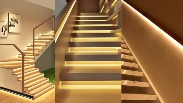 Kiểu chiếu sáng đường trượt đặt các đèn LED dọc theo bề mặt của cầu thang