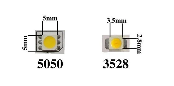 Kích thước 2 mắt LED 5050 và 2835